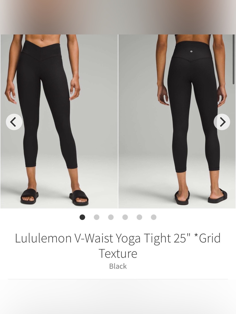 Lululemon V-Waist Yoga Tight 25” Grid Texture Black Size 6